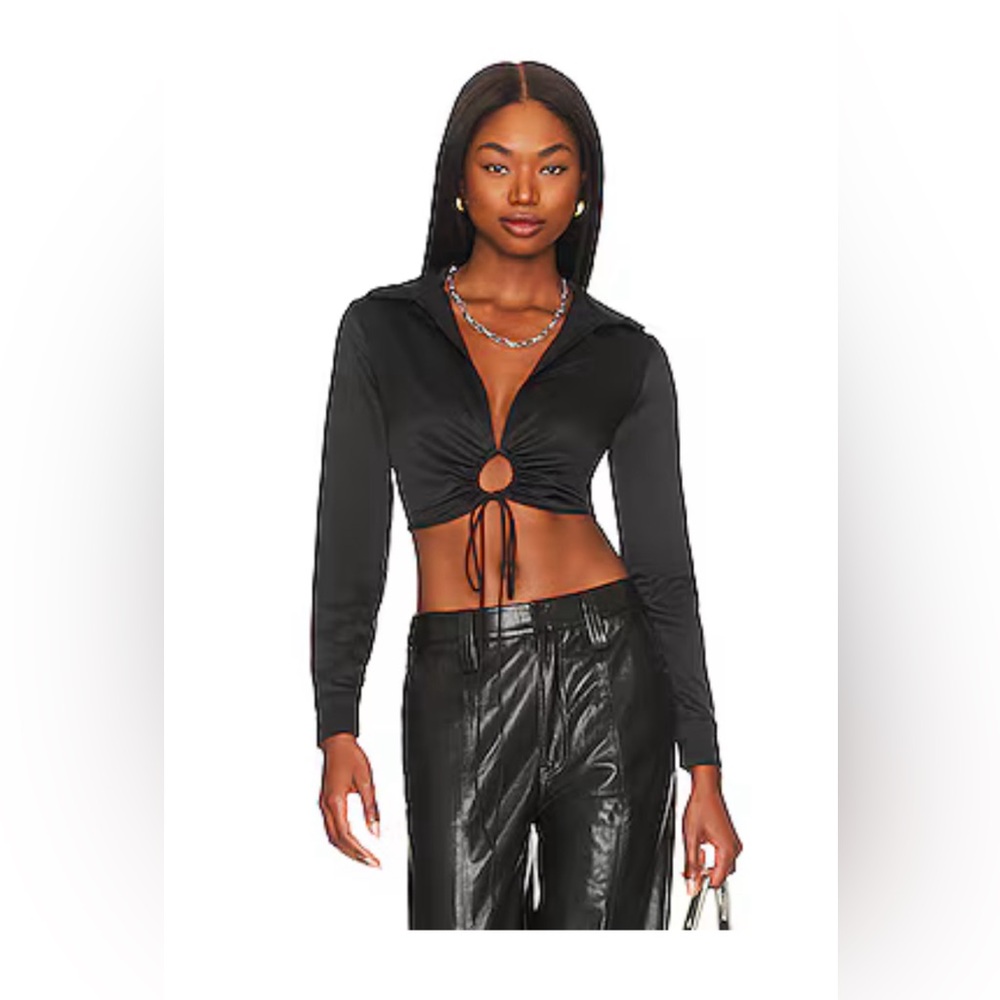 Revolve Carrie Deep V Top in Black